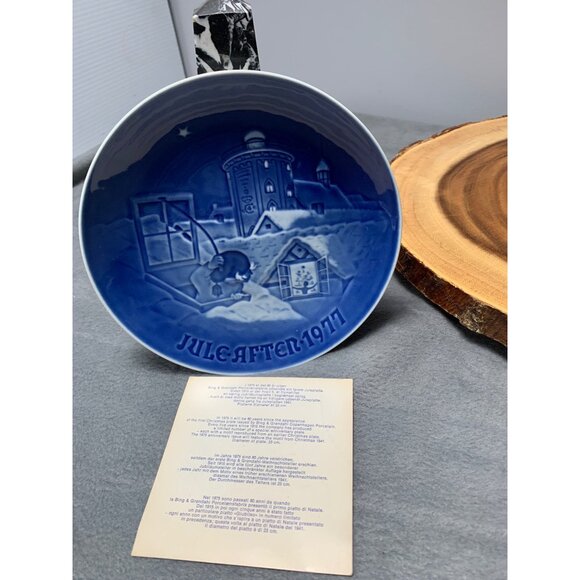Bing & Grondahl 1977 Jule Aften Christmas Plate Porcelain Copenhagen Denmark - Picture 4 of 6